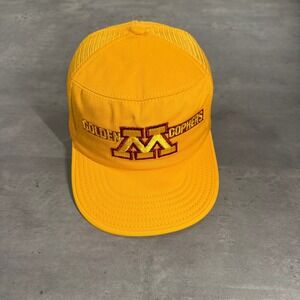 Vintage 70s 80s Minnesota Golden Gophers Snapback Trucker Hat Yellow Mesh Cap